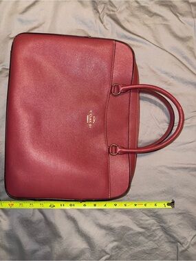 Coach Burgundy Saffiano Leather Structured Tote